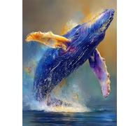 Whale Paint by Numbers Ocean Painting by Numbers for Adults Beginner DIY Digital Painting Hobbies for Adults Women with 3 Brush and Acrylic Paints Kit for Home Decor, Wall Art 60x80cm -zjn2507I5