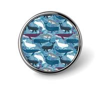 Whale Pattern Button Pin Personalized Metal Lapel Pins Badges Classic Round Brooch Pin Novelty Unique Enamel Pins Cute Funny Pinback Button Badge for Jackets Backpacks Bags Coat