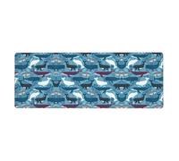 Whale Pattern Keyboard and Mouse Pad, Extra Large Desk Cover, Spill Resistance Mat for Smooth Tracking