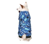 Whale Pattern Print Dog Hoodie Sweatshirt For Small Dogs, Warm, Soft And Breathable Pet Clothes, Easy To Wear Jumper For Winter And Fall Warm
