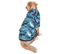 Whale Pattern Print Soft Dog Hoodie For Medium To Large Dogs, Warm And Breathable Winter Pet Sweatshirt, Easy To Wear Jumper For Cold Weather