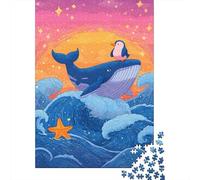 Whale, Penguin, And Starfish Ocean Adventure Puzzle for Adults 1000 Pieces, Penguin Themed Jigsaw Puzzle, Gift for Quiet Evenings, 52x38cm/1000pcs