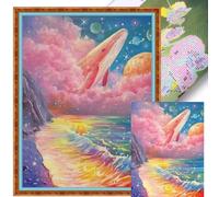 Whale Planet Beach Full 11CT DIY Stamped Cross Stitch Kits Large Size