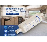 WHALE 24v Inline Booster Water Pump Caravan Motorhome RV Boat Horsebox GP1394