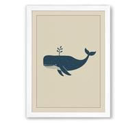 Whale Profile Modern Framed Wall Art Print A3 (42×29.7cm) White, Wall Decor for Living Room, Bedroom, Office & Home, Ready to Hang, Art Gift