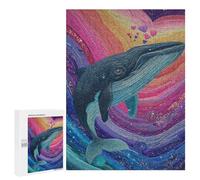 Whale Rainbow Heart Art Print Puzzle 1000 Teile Schwer Puzzle Spielzeug Lernspiel Impossible Herausforderungsspielzeug Für Erwachsene Kinder 500 PCS