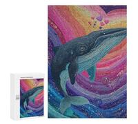 Whale Rainbow Heart Art Print Puzzle 1000 Teile Schwer Puzzle Spielzeug Lernspiel Impossible Herausforderungsspielzeug Für Erwachsene Kinder 300 PCS