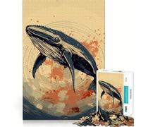 Whale Retro Japan Vibes Jigsaw Puzzles for Adults 1000 Think Boost Game Precise Interlock Structure Easy to Learn Family Enjoyment (50x75cm)