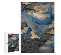 Whale Riding Fox Art Print Puzzle 1000 Teile Schwer Puzzle Spielzeug Lernspiel Impossible Herausforderungsspielzeug Für Erwachsene Kinder 1000 PCS