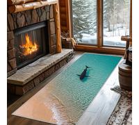Whale Rug Runners for Hallways Non Slip Washable, Coastal Ocean Animal Beach Runner Rug for Hall Kitchen Bedroom Rubber Backed, Back Door Mats Indoor 80x150 cm