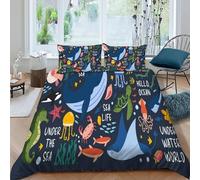 WHALE SEA LIFE Bedding Set Theme Bedspread Animal Theme Duvet Cover Set Chic Breathable Comforter Cover for Boys&Girls with Pillowcase King(220x240cm)