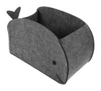 Whale Shape Toy Storage Basket - Grey Felt Storage Basket Foldable Nursery Organizer for Kids' Toys, Baby Room, Home, Office Organization, 16.1 X 7.9 X 6.7 Inches