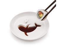 Whale Shaped Divided Dipping Sauce Dish, Cute Condiment Plates with 2 Compartments for Sushi BBQ, Mini Ceramic Soy Sauce Dishes for Party Kitchen Travel