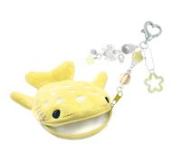 Whale Shaped Plush Coin Purse for Kids with Zippered Closure Soft Fabric Keychain Wallet for School and Travel Children