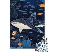 Whale Shark Art 1000 Pieces High-density Cardboard Marine Life Illustration Style Display Worthy Design Teen Bedroom Decor Zero-gap Fit 38x26cm/1000pcs