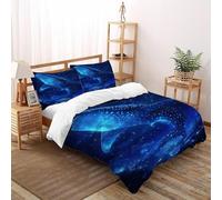 Whale Shark Blue Bedding Set 3D Digital Printing Animal Theme Wildlife Marine Animal Duvet Cover Set Chic Breathable Quilt Cover Universal for All Seasons with Pillowcase Double(200x200cm)