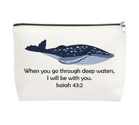 Whale Shark Christian Makeup Bag Christian Religious Gifts for Women Inspirational Gifts for Women Bible Verse Gift for Friend Sister Travel Toiletry Bag Christmas Birthday Gift for Her