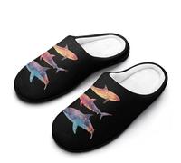 Whale Shark Colorful Fantasy Breathable Slippers Women Slip On Winter Warm House Slippers Shoes Bedroom 7-8（39-40