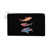 Whale Shark Colorful Fantasy Portable Canvas Coin Purse Fashion Pencil Case Travel Makeup Bag