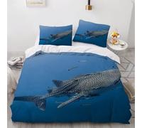 Whale Shark Double Duvet Cover Set Marine Life Bedding Double Bed Set 3D Print Soft Comfort Microfiber Quilt Cover 200x200 cm with Zipper Closure and 2 Pillowcases Z.2133