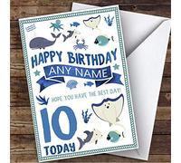 Whale Shark Fish Ocean Under The Sea Any Age & Name Children's Birthday Card | Birthday Card | Children's Birthday Card | Birthday Card for Kids