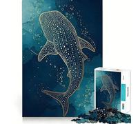 Whale Shark Gold Line Art Adult Jigsaw Puzzles1000 Pieces Brain Game Gift High Precision Die Cut Relaxing Indoor Group Activity (38x26cm)