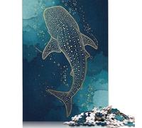 Whale Shark Gold Line Art Puzzle Jigsaws 1000 Pieces for Adults & Teenager Age 12 Years Up Christmas Eve Gifts 1000pcs (75x50cm)