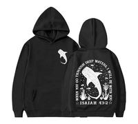 Whale Shark Hoodie Sweatshirt When You Go Through Deep Waters Shirt Christian Bible Verse Isaiah Black