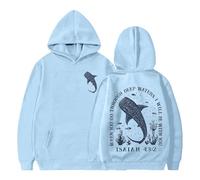 Whale Shark Hoodie Sweatshirt When You Go Through Deep Waters Shirt Christian Bible Verse Isaiah Light Blue