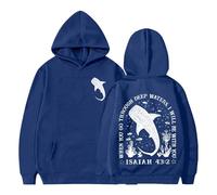 Whale Shark Hoodie Sweatshirt When You Go Through Deep Waters Shirt Christian Bible Verse Isaiah Navy