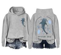 Whale Shark Hoodie When You Go Through Deep Waters Shirt Christian Bible Verse Isaiah 43 2 Shirt Grey