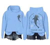 Whale Shark Hoodie When You Go Through Deep Waters Shirt Christian Bible Verse Isaiah 43 2 Shirt Sky Blue