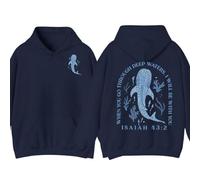 Whale Shark Hoodie When You Go Through Deep Waters Unisex Christian Hoodie (Navy,M)