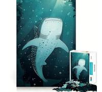Whale Shark in Ocean 1000 Piece Jigsaws Creative Skill Toy Tight Lock No Loose Pieces Bonding Activity for Loved Ones (38x26cm)