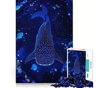 Whale Shark in Starry Deep Ocean 1000-piece Jigsaw Puzzles Brain Focus Game Expert Cutting Craftsmanship Fascinating Hobby for Idle Moments (50x75cm)
