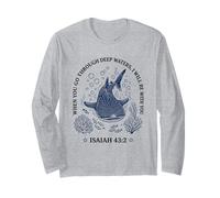 Whale Shark Isaiah 43:2 Deep Waters Faith Long Sleeve T-Shirt