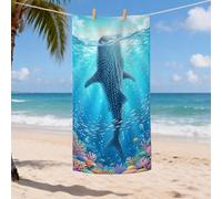 Whale Shark Microfiber Beach Towel Blue Ocean Scene Quick Dry Soft Sand Free Lightweight Blanket, Vacation Pool Gym Outdoor Essentials 35x70 Inch