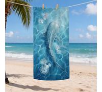 Whale Shark Microfiber Beach Towel Ocean Blue Bath Towel, Quick Dry Absorbent Soft Sand Free Lightweight Beach Blanket, Vacation Pool Gym Outdoor Essentials 35x70 Inch