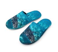 Whale Shark Ocean Flannel Men's Slip-on Slippers Soft Warm House Shoes Cotton-Lining Rubber Sole for Home Hotel 45-46_（11-12）