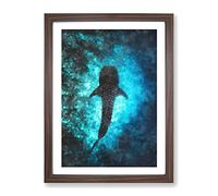 Whale Shark Painting Modern Framed Print | A2 Walnut Framed Wall Art | Ready to Hang | Modern Animal Picture | Living Room Bedroom Lounge Office