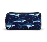 Whale Shark Pattern Small Pencil Case Large Capacity Pen Bag Aesthetic Makeup Pouch Office Stationery Organizer 22 * 12 * 5cm