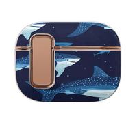 Whale Shark Pattern Stylish Case Cover Compatible with AirPods Pro 2 Hard PC Protector with Black Button Buckle