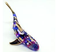 Whale-Shark Tiny Miniature Figurines Sea Animals Hand Blown Glass Art Collectible Gift Decorate (Blue Purple)