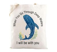 Whale Shark Tote Bag Scripture Reusable Shopping Shoulder Bag Faith Gift For Women, Whale Bag