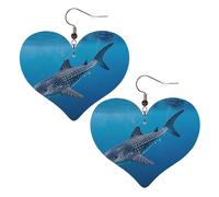 Whale Shark Turquoise Leather Earrings for Women Heart Earring Lightweight Dangle Drop Earring Set Jewelry Gift, One Size, No Gemstone