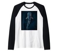 Whale Sharks Drift Through Deep Blue Sea Ocean Serenity Raglan Baseball Tee