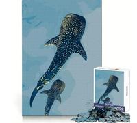 Whale Sharks in Blue Water 1000 Piece Jigsaw Puzzles for Teenagers Logical Skill Leisurely Pursuit Precise Join Fine Xmas Gift (38x52cm)