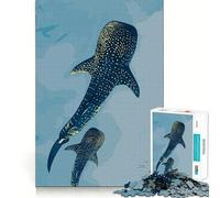 Whale Sharks in Blue Water 1000 Piece Teenager Puzzles Mental Focus Game Precision Cut Smooth Edges Christmas Stocking Stuffer Game (38x26cm)