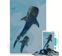Whale Sharks in Blue Water Jigsaw Puzzle 1000 Mental Recall Game High Accuracy Cutting Craft Interactive Brain Challenge for Home (50x75cm)
