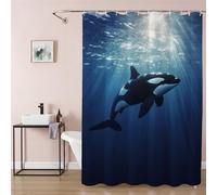 Whale Shower Curtains for Bathroom 200 x 220 cm Extra Long Shower Curtain Ocean 3D Waterproof Polyester Fabric with Rings, Rustproof Eyelets, Weighted Hem, Quick-Drying Outdoor Garden Decor 9Q-284